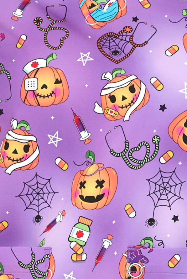 Nighshift Pumpkins 2 Taschen STRETCH Damen Kasack