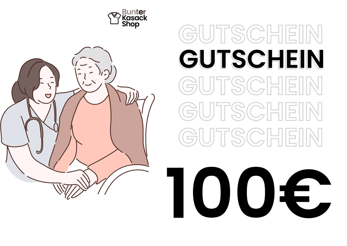 Bunter Kasack Shop Pflege Gutschein 100€