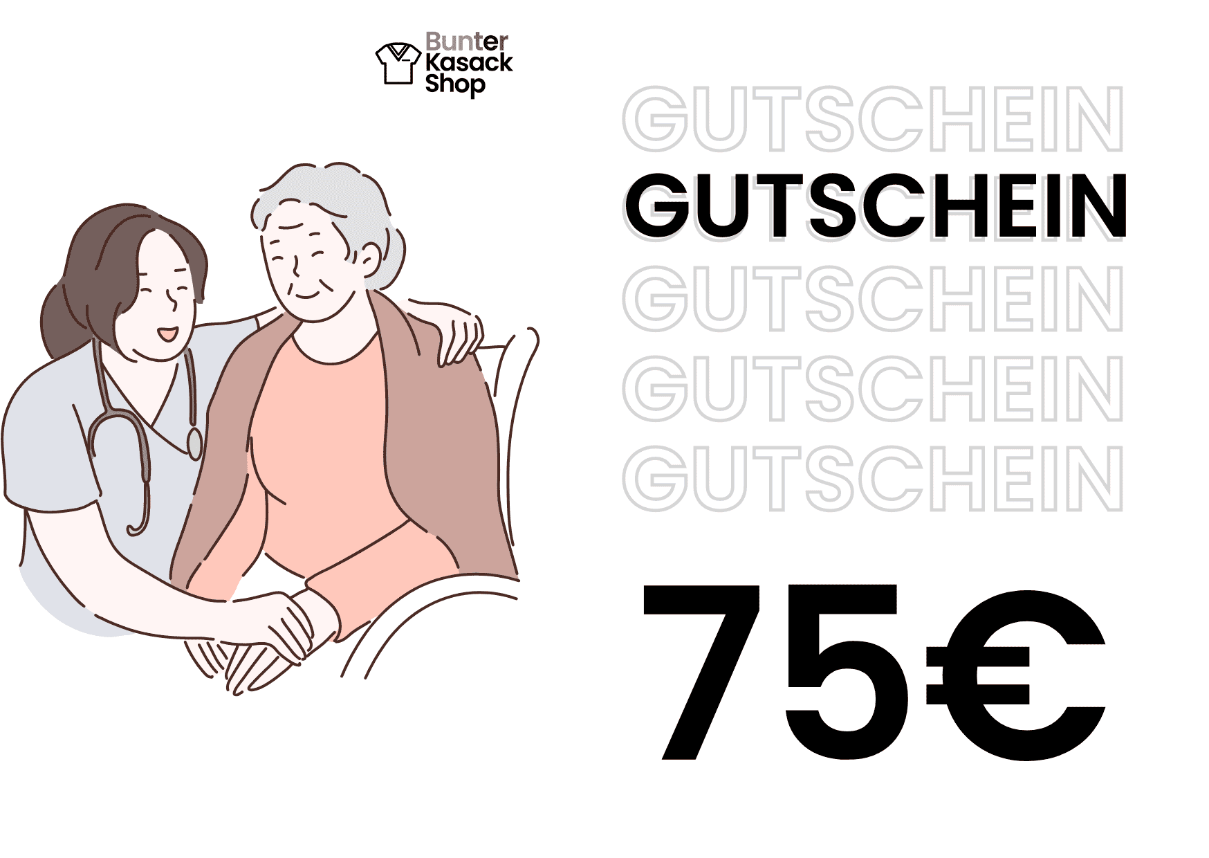 Bunter Kasack Shop Pflege Gutschein 75€